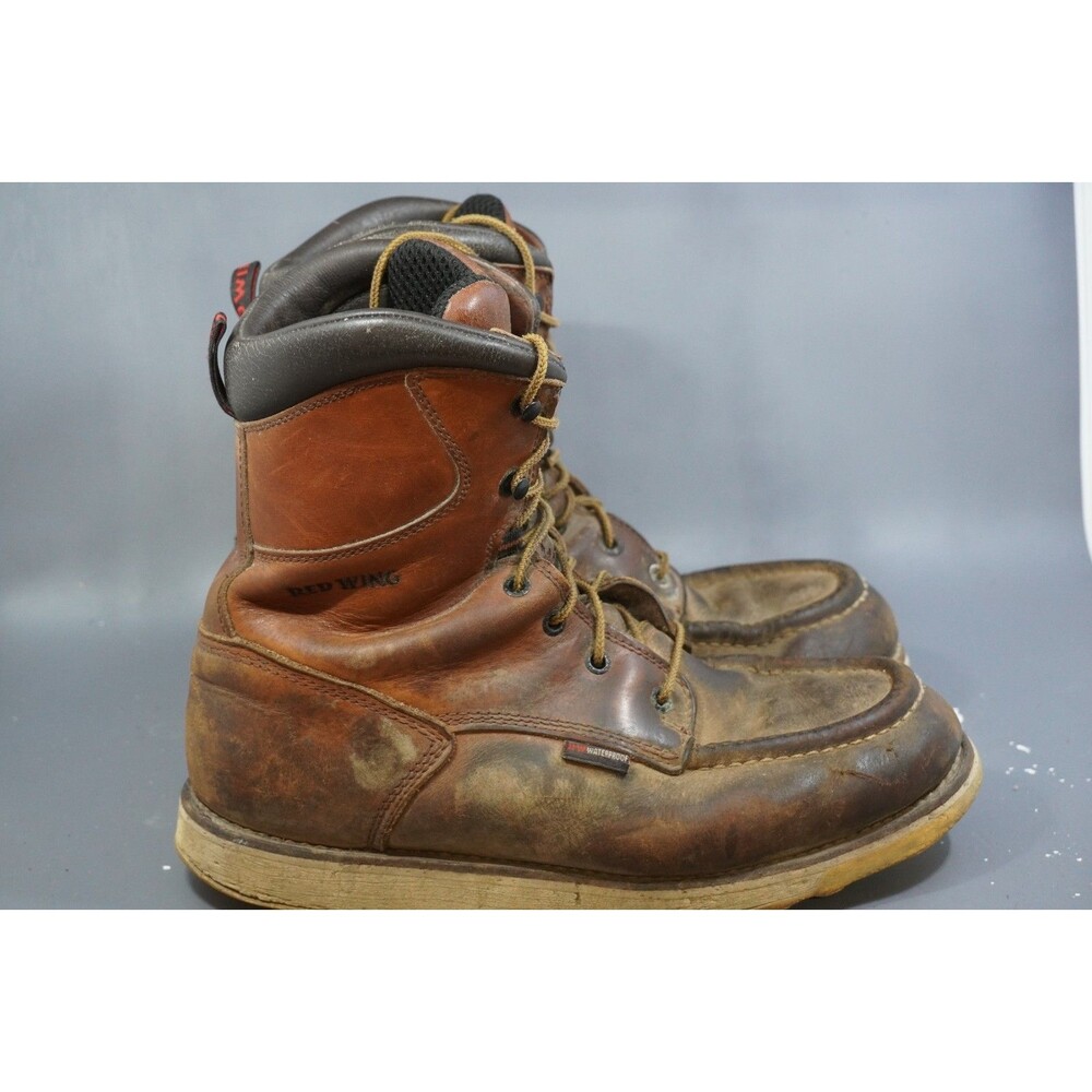 Red Wing 411 Work Boots Mens 10 E2 Wide Brown Waterproof Leather Wedge Sole